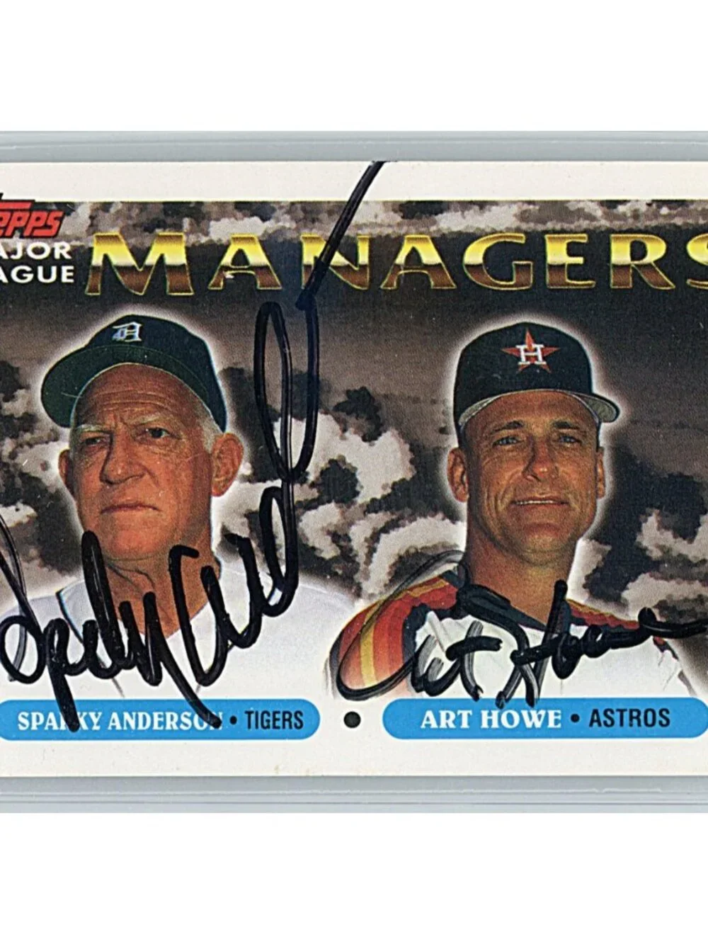 Sparky Anderson Art Howe Dual Signed 1993 Topps #506 Card Beckett BAS Slabbed